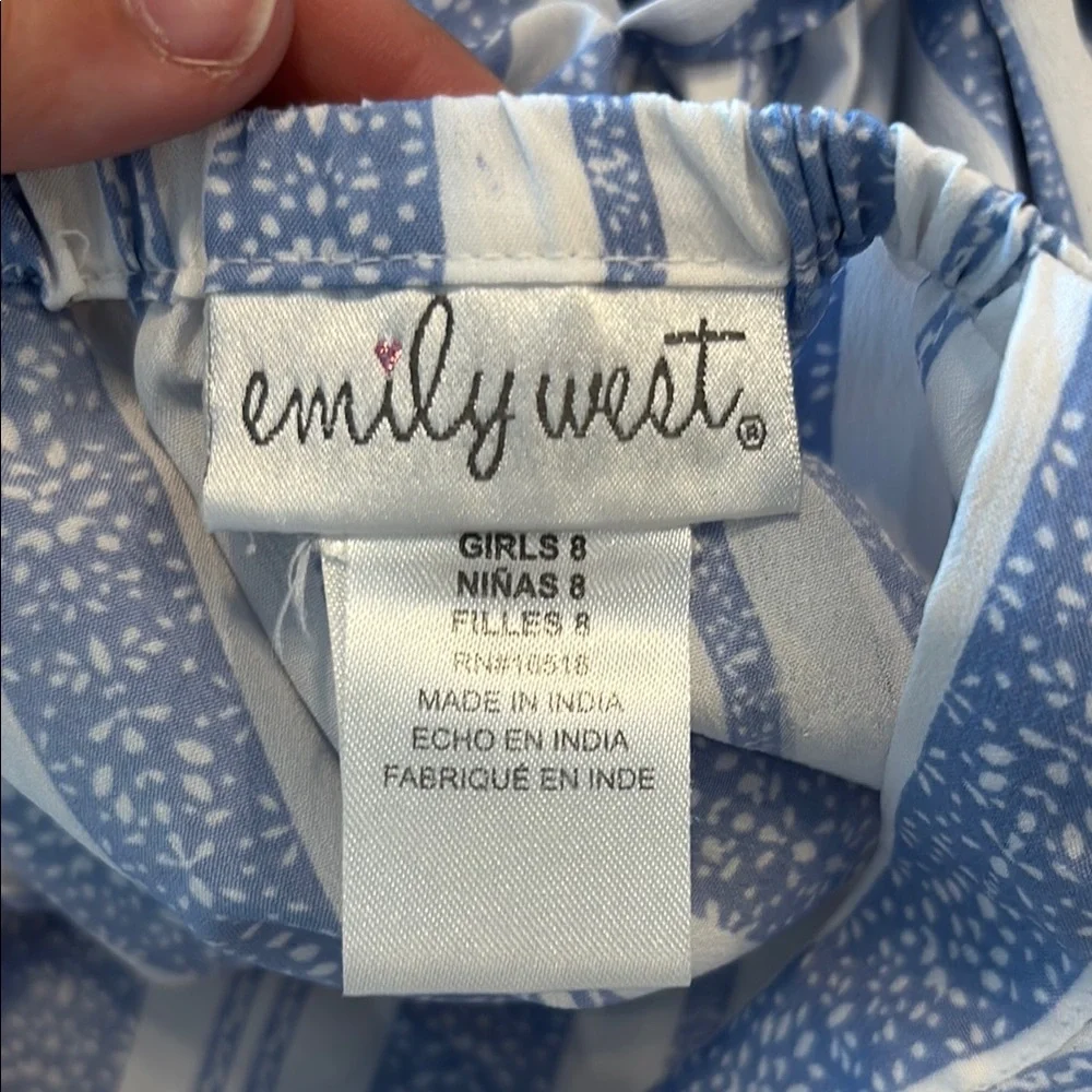 Emily West Blue and White Ruffled Tiered Sundress